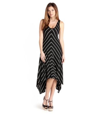 Karen Kane® Asymmetrical V Neck Stripe Dress