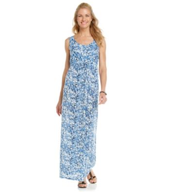 Chaus Printed Tie Waist Tank Maxi Dress