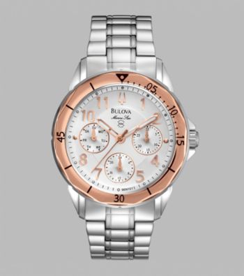 Bulova® Women's Marine Star Watch with Silver White Multi-Feature Dial