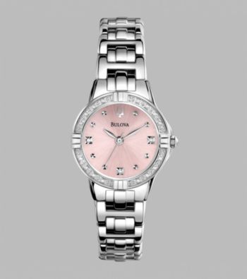 Bulova® Women's Diamond Set Case Watch with Pink Pearlized Dial