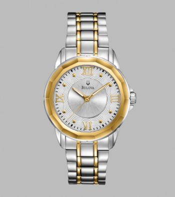 Bulova® Women's Two Tone Watch with Silver White Dial