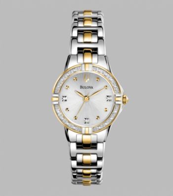 Bulova® Women's Diamond Set & Two Tone Case Bracelet Watch