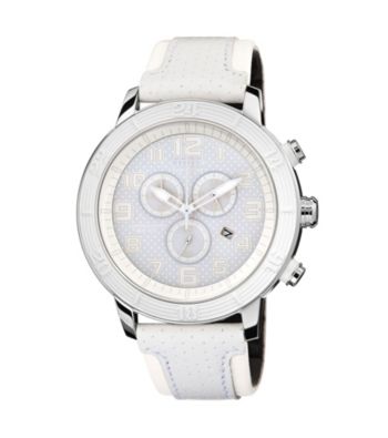 Citizen® Unisex Drive Eco-Drive White Chronograph Strap Watch with White Accented Dial