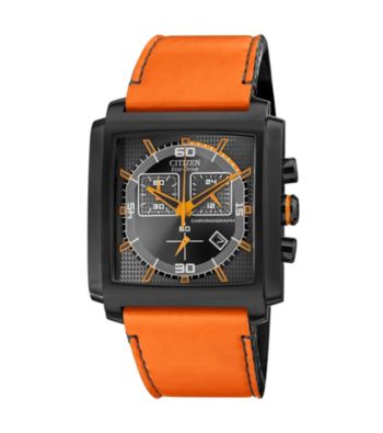 Citizen® Men's Drive Eco-Drive Stainless Steel Orange Chronograph Strap Watch