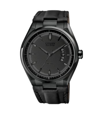 Citizen® Men's Drive Eco-Drive Black Ion Plated Date Strap Watch