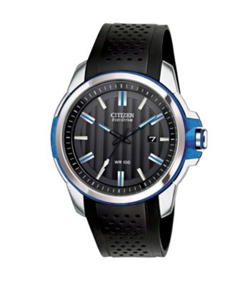 Citizen® Men's Drive Eco-Drive Two Tone Date Strap Watch with Blue Accents