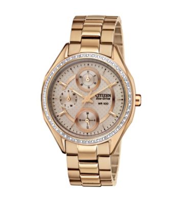 Citizen® Women's Drive Eco-Drive Rose Goldtone with Swarvoski® Crystal Bezel