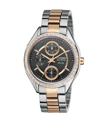 Citizen® Women's Drive Eco-Drive Two Tone with Swarvoski® Crystal Bezel