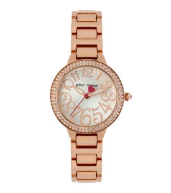 Betsey Johnson® Rose Goldtone Case Set in Crystal Watch