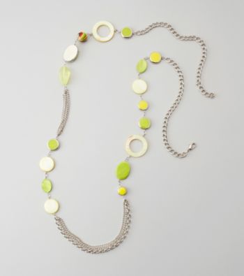 Relativity® Silvertone/Lime Bead & Chain Necklace
