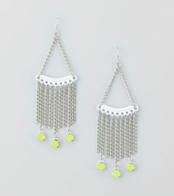 Relativity® Silvertone/Lime/White Earrings