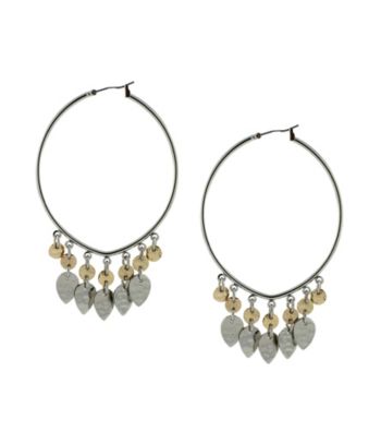 Jessica Simpson Shimmering Oasis Two-Tone Hanging Charms Hoop Earrings