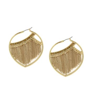 Jessica Simpson Shimmering Oasis Goldtone Fringe Hoop Earrings