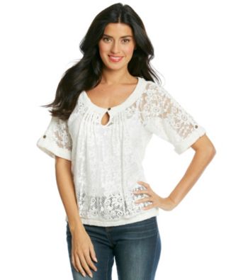 Nine West Vintage America Collection® Petites' Cierra Lace Panel Top