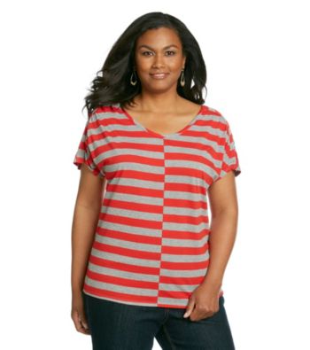 DKNY JEANS® Plus Size Shirred Shoulder Stripe Tee