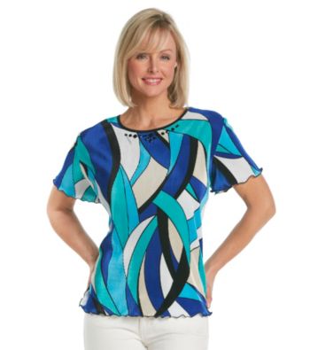 Alfred Dunner® Petites' French Riviera Stain Glass Print Knit Top