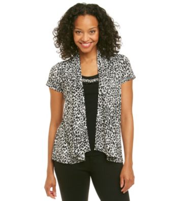 Notations® Petites' Printed Knit Layered-Look Top