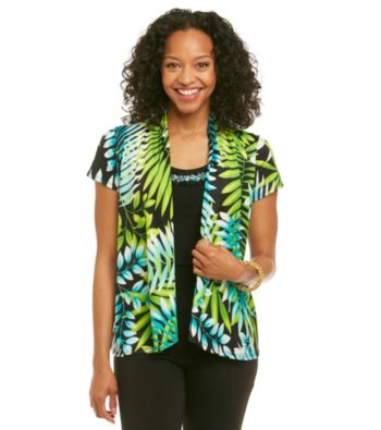 Notations® Petites' Printed Knit Layered-Look Top