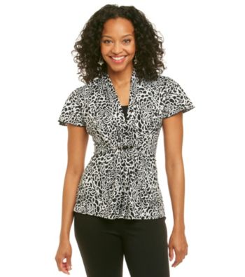 Notations® Petites' Printed Knit Layred-Look Top