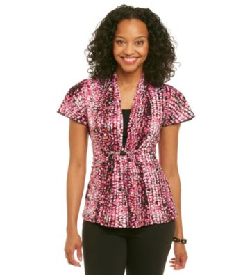 Notations® Petites' Printed Knit Layred-Look Top