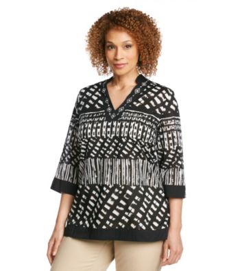Alfred Dunner® Plus Size Ethnic Print Woven Tunic