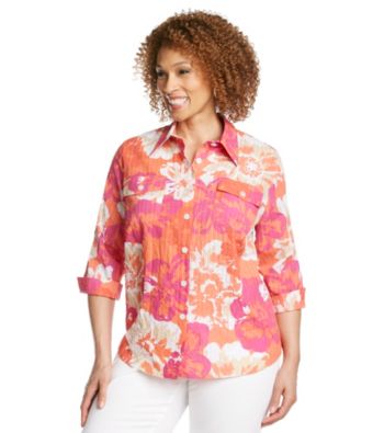 Alfred Dunner® Plus Size Floral Crinkle Woven Shirt