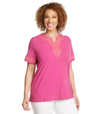 Alfred Dunner® Plus Size Contrast Embroidered Top