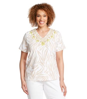 Alfred Dunner® Beaded Zebra Print Top
