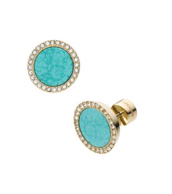 Michael Kors® Goldtone Semi-Precious Turquoise Slice Stud Earrings with Clear Pave