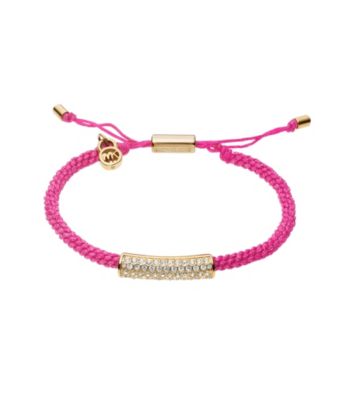 Michael Kors® Goldtone Clear Pave/Neon Pink Macramé Bracelet