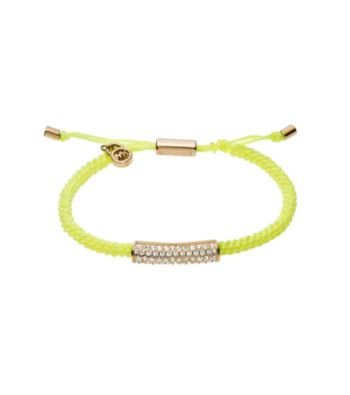 Michael Kors® Goldtone Clear Pave/Cadmium Yellow Macramé Bracelet