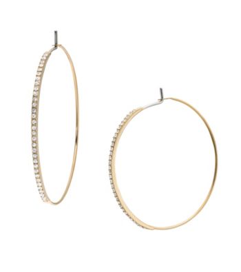Michael Kors® Goldtone Clear Pave/Medium Whisper Hoop Earrings