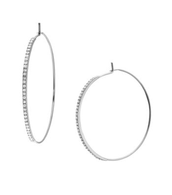 Michael Kors® Goldtone Clear Pave Medium Whisper Hoop Earrings