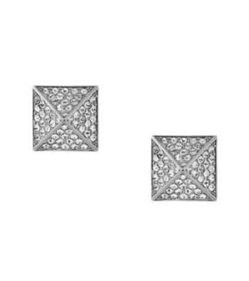 Vince Camuto™ Silvertone Pave Pyramid Stud Earrings