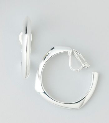 Lauren Ralph Lauren Silvertone Square Clip Earrings
