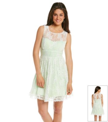 Bee Darlin' Juniors' Ivory Lace Illusion Party Dress