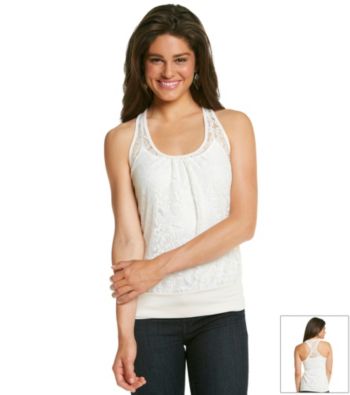 Eyeshadow® Juniors' Lace Banded Bottom Tank
