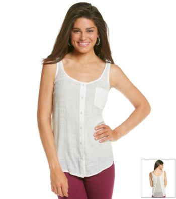 Eyeshadow® Juniors' Button Front Lace Back Tank