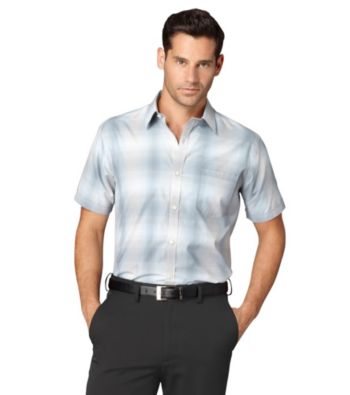 Van Heusen® Men's Aqua Arona Studio Collection Space Dye Plaid Woven