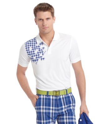 Izod® Men's Bright White Shoulder Grid Polo
