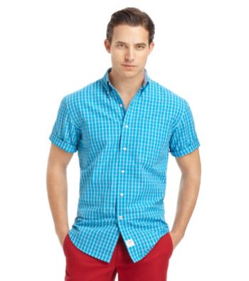 Izod® Men's Short Sleeve Plaid Button Down