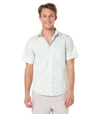 Perry Ellis® Men's Azzuro Short Sleeve Floral Stripe Woven