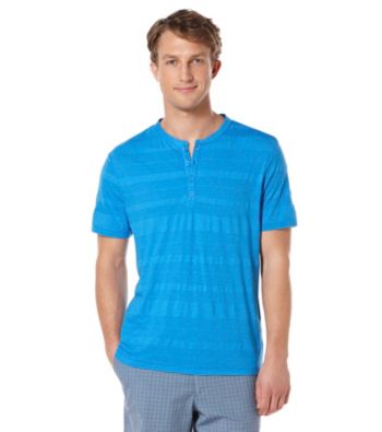 Perry Ellis® Men's French Blue Short Sleeve 4 Button Henley