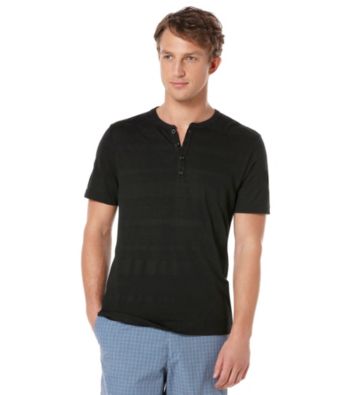 Perry Ellis® Men's Black Short Sleeve 4 Button Henley