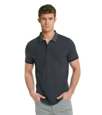 Calvin Klein Men's Officer Navy Engineered Short Sleeve Stripe Polo