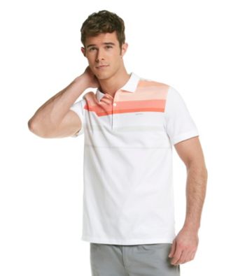 Calvin Klein Men's French Red Short Sleeve Knit Stripe Polo