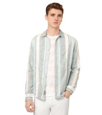 Calvin Klein Jeans® Men's Blue Radiance Long Sleeve Striped Woven