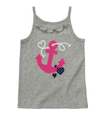 Carter's® Girls' 2T-6X Grey Anchor Applique Tank