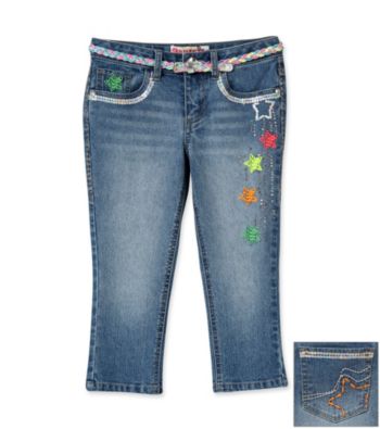 Squeeze® Girls' 7-16 Denim Sequin Star Belted Capris