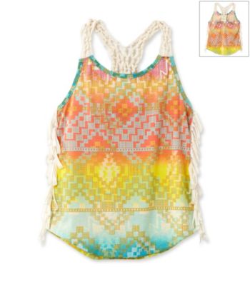Jessica Simpson Girls' 7-16 Multi Zuma New Mexico Fringe Top